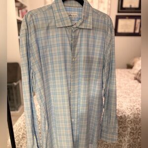 Peter Millar Light Blue Plaid Men's Shirt